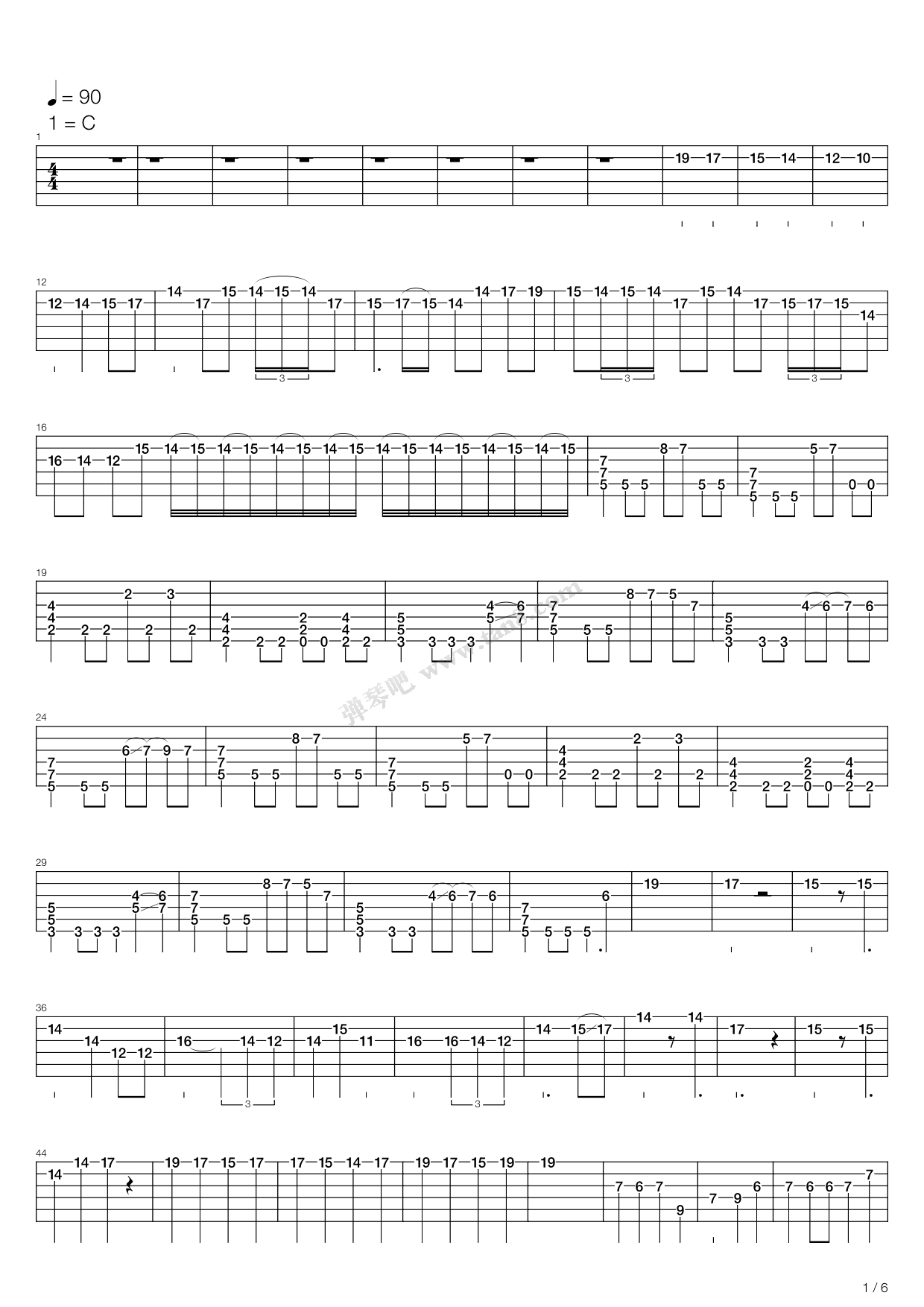 卡农 摇滚版(canon rock) 吉他谱-虫虫吉他谱免费下载