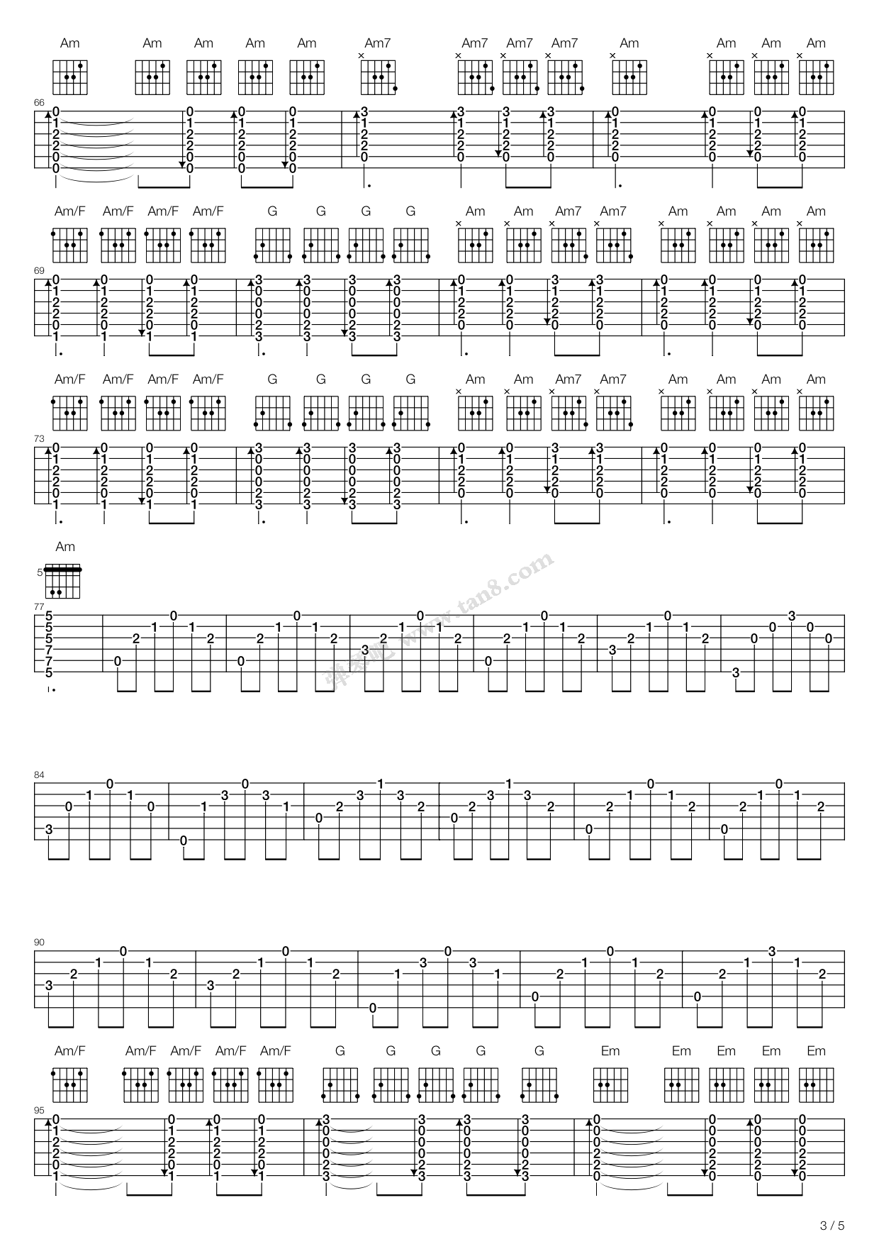 《无花果》,唐磊(六线谱 吉他谱吉他谱 第3页