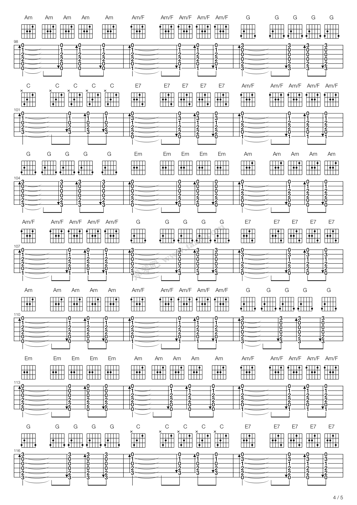 《无花果》,唐磊(六线谱 吉他谱吉他谱 第4页
