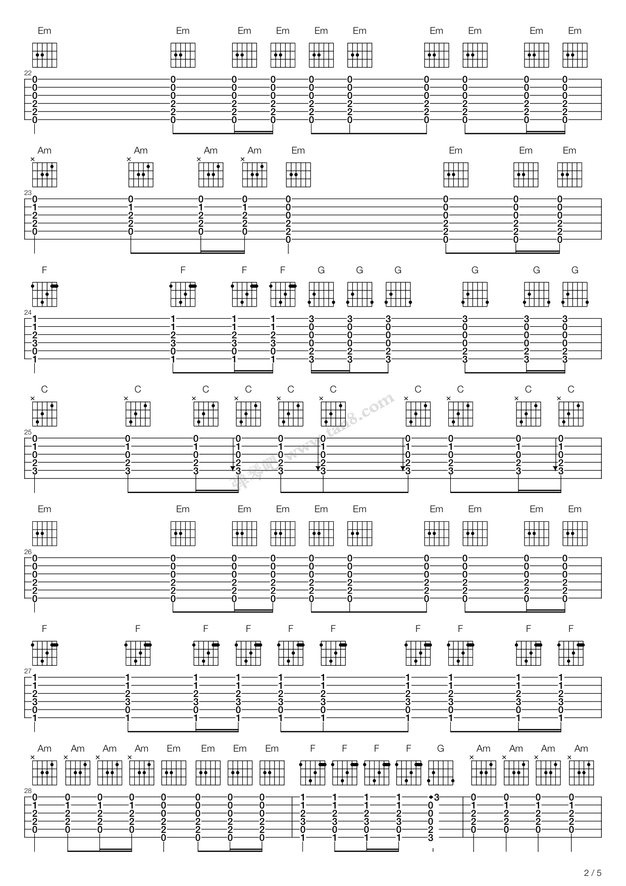 泪了 吉他谱-虫虫吉他谱免费下载