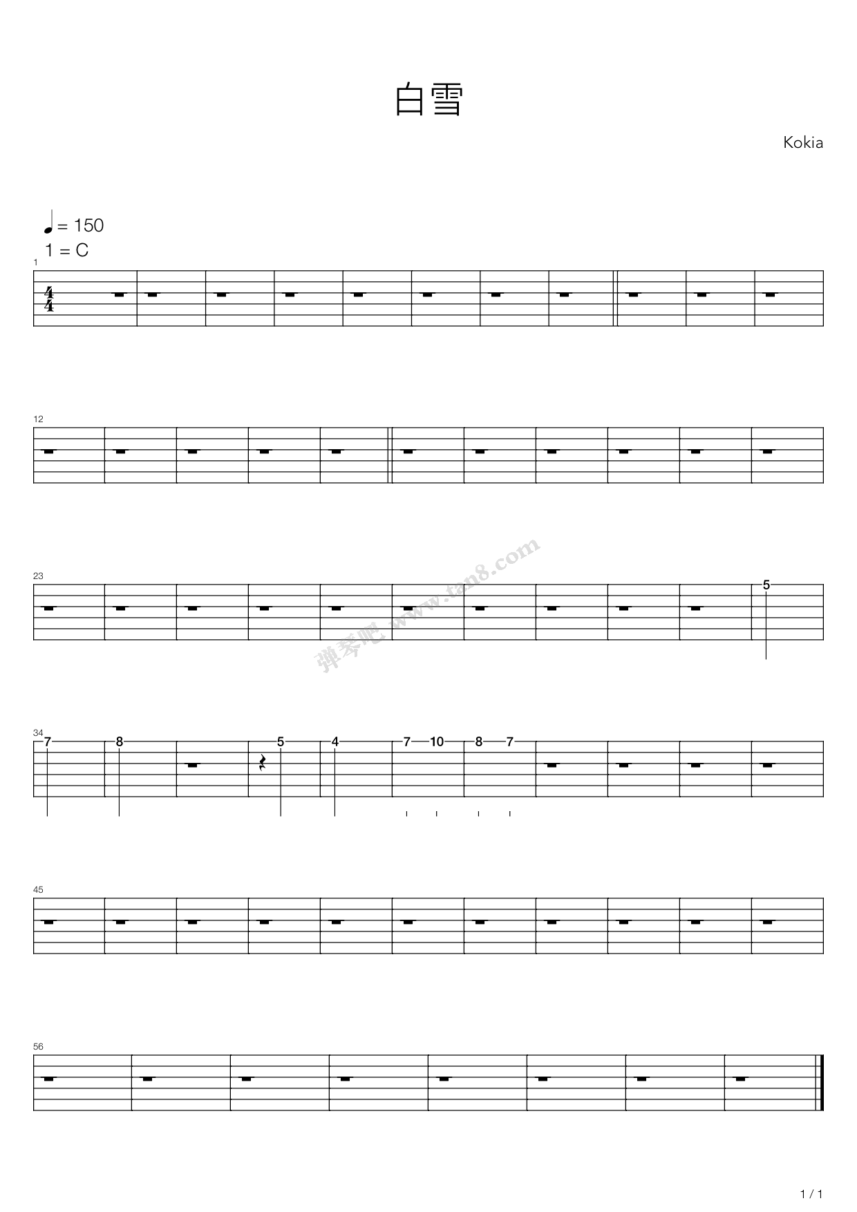 《海豚湾恋人插曲 - 白雪》,原声带(六线谱 吉他谱吉他谱 第6页