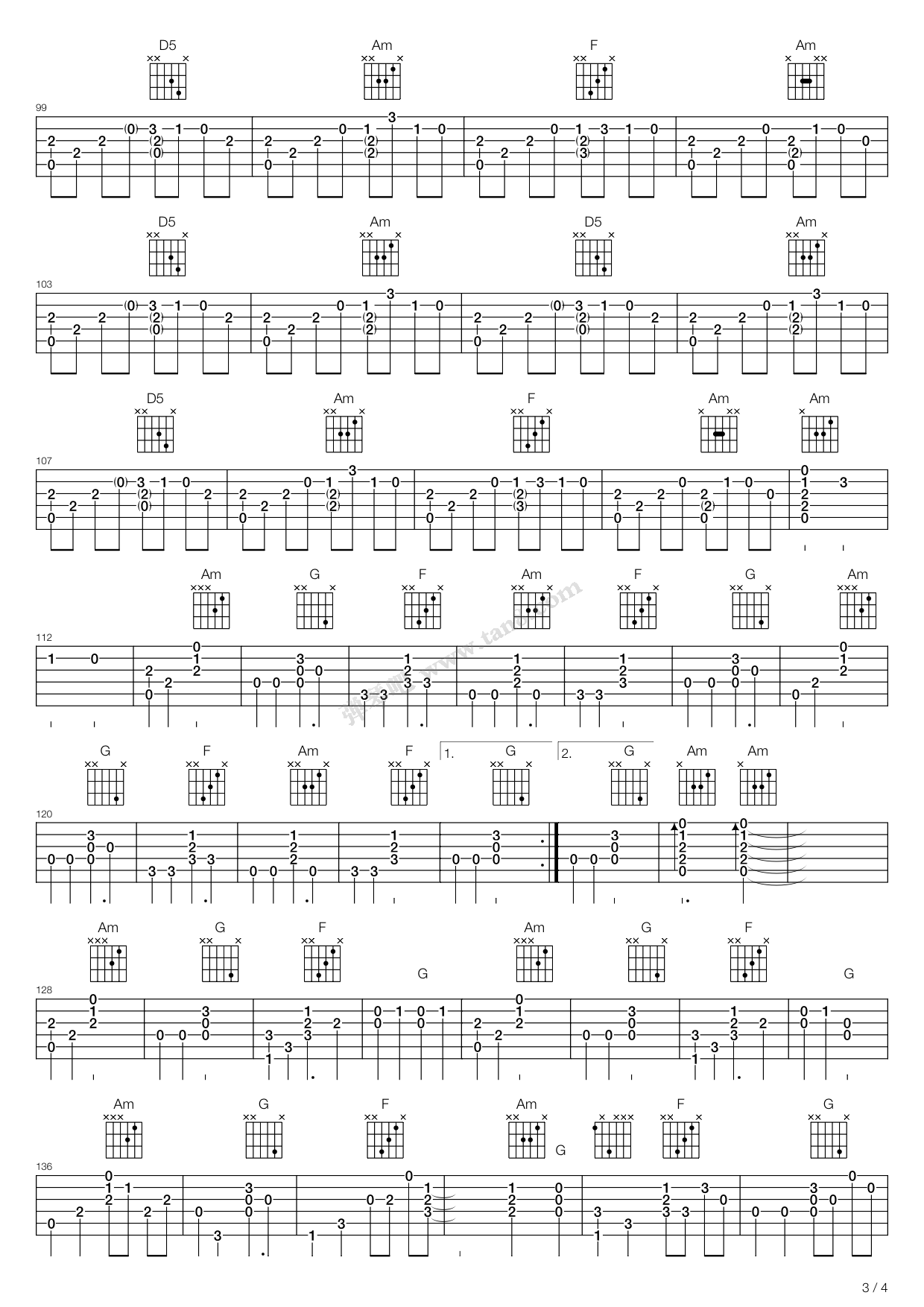 《海豚湾恋人插曲 - 白雪(完新版)》,原声带(六线谱 吉他谱吉他谱 第6