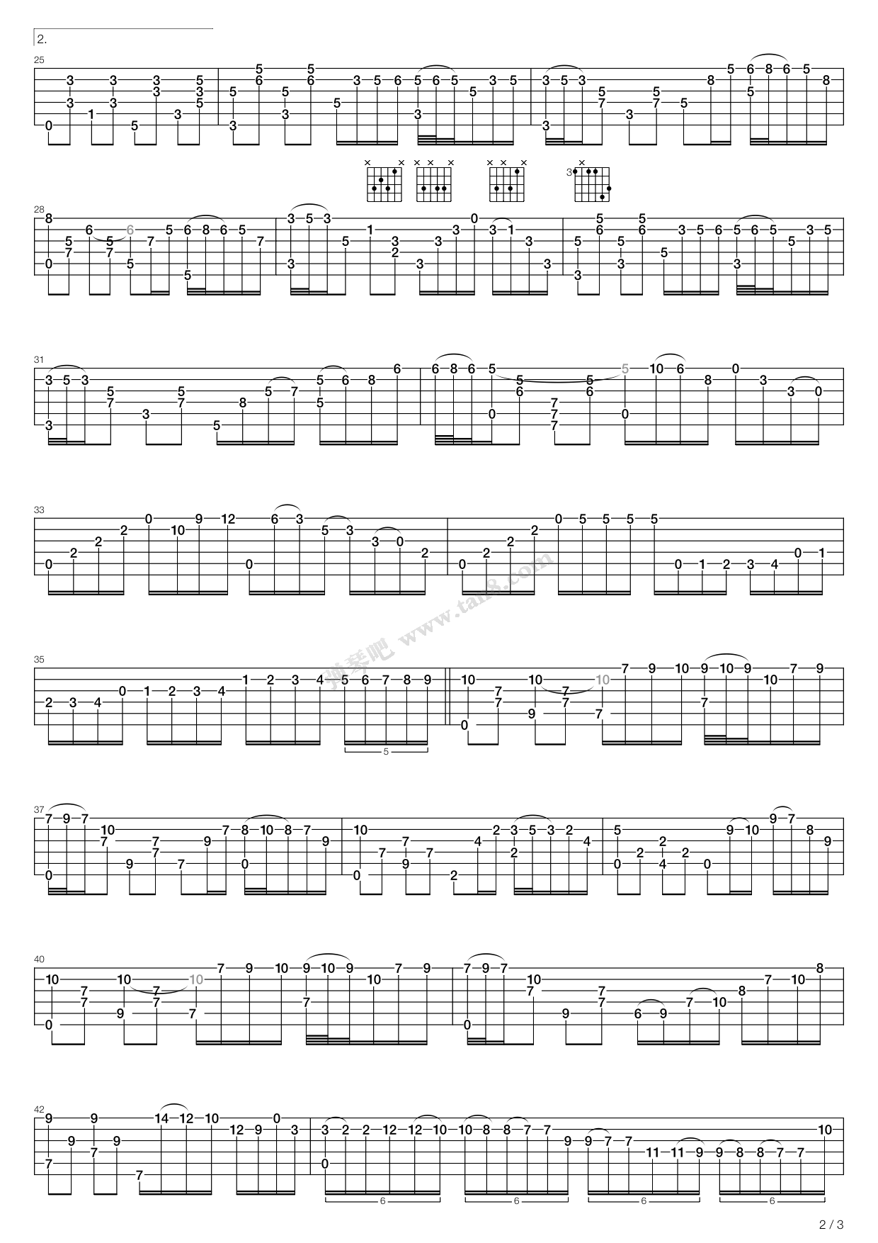 陈奕迅 - 孤勇者（古典吉他版） [solo 指弹 古典吉他 改编版 简单版] 吉他谱