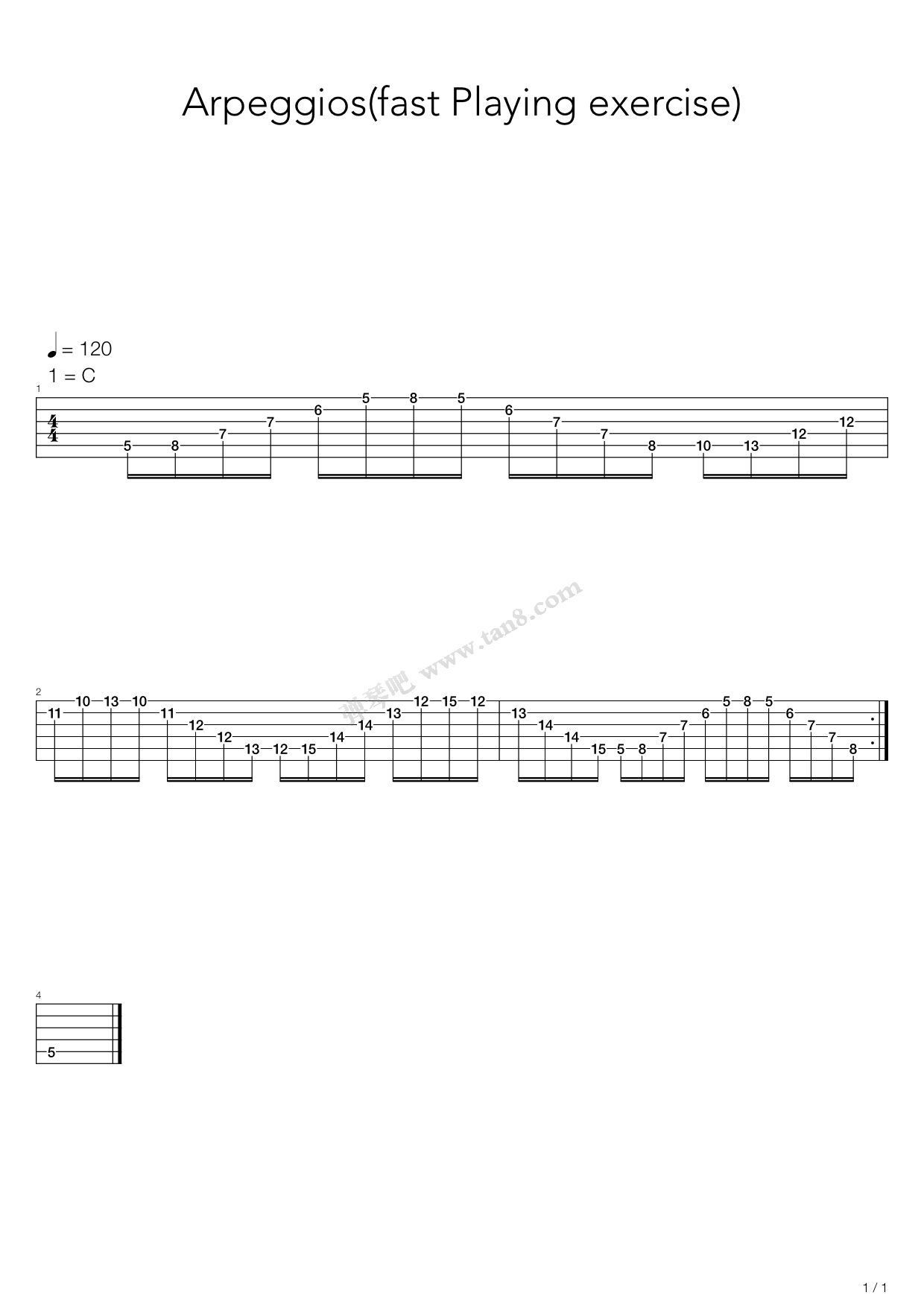 《音阶练习&琶音练习 - arpeggios based dm》,练习曲(六线谱 吉他谱