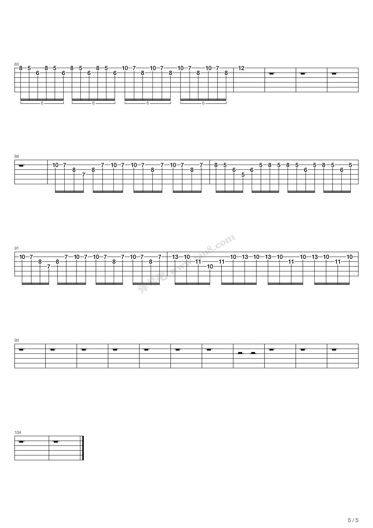 扫拨练习 Sweep Picking (Sweeping Arpeggios) 吉他谱虫虫吉他谱免费下载