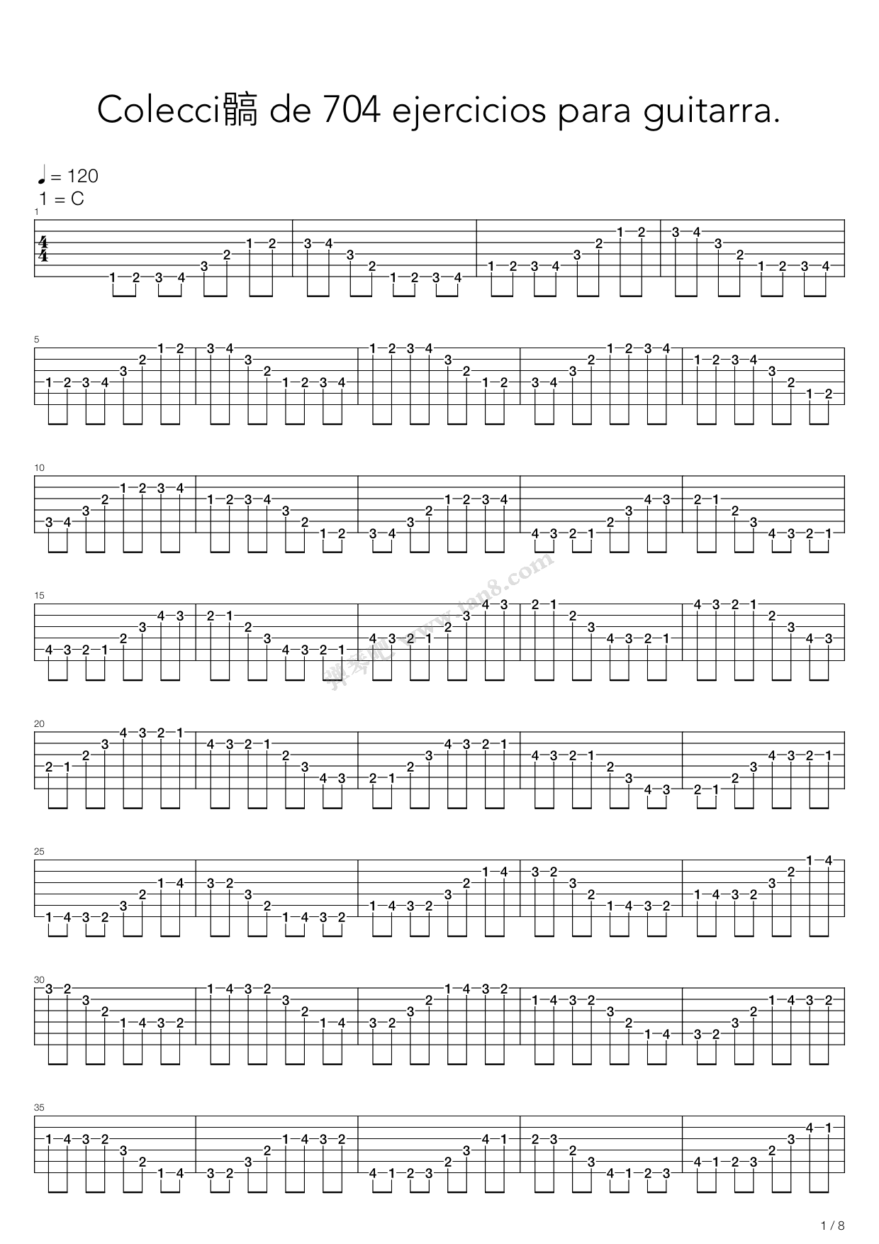 《爬格子 - 383-416》,练习曲(六线谱 吉他谱吉他谱 第1页