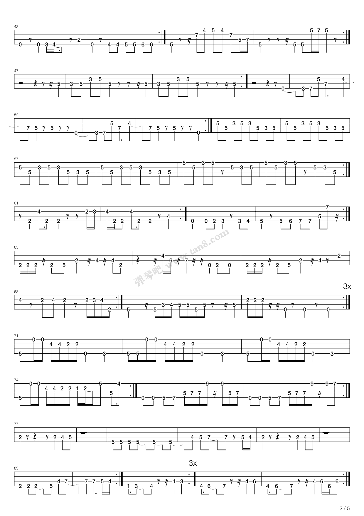 贝司练习exercisesriffs80s90