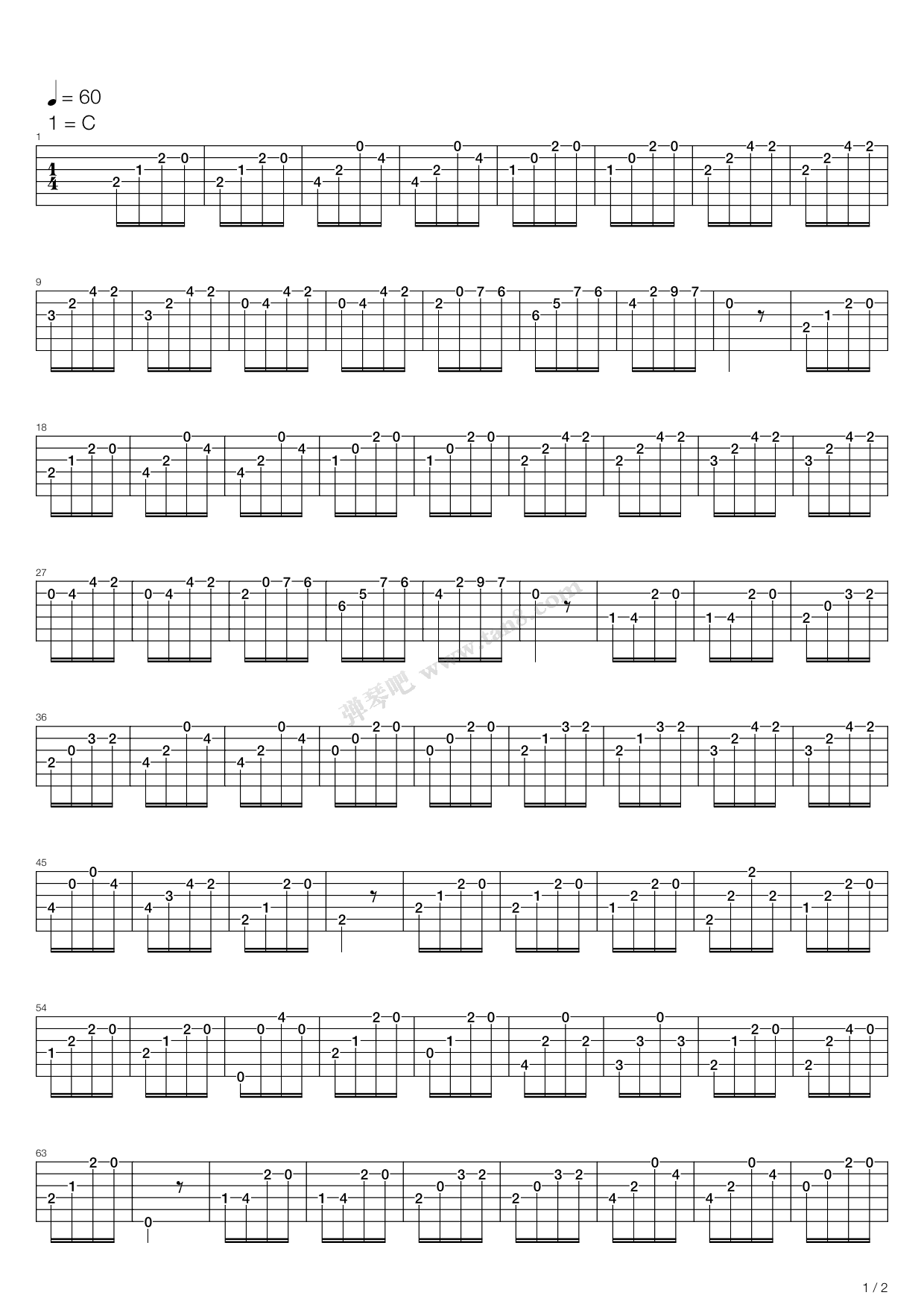 《卡尔卡西练习曲 - 08》,matteo carcassi(马特奥·卡尔卡西)(六线谱