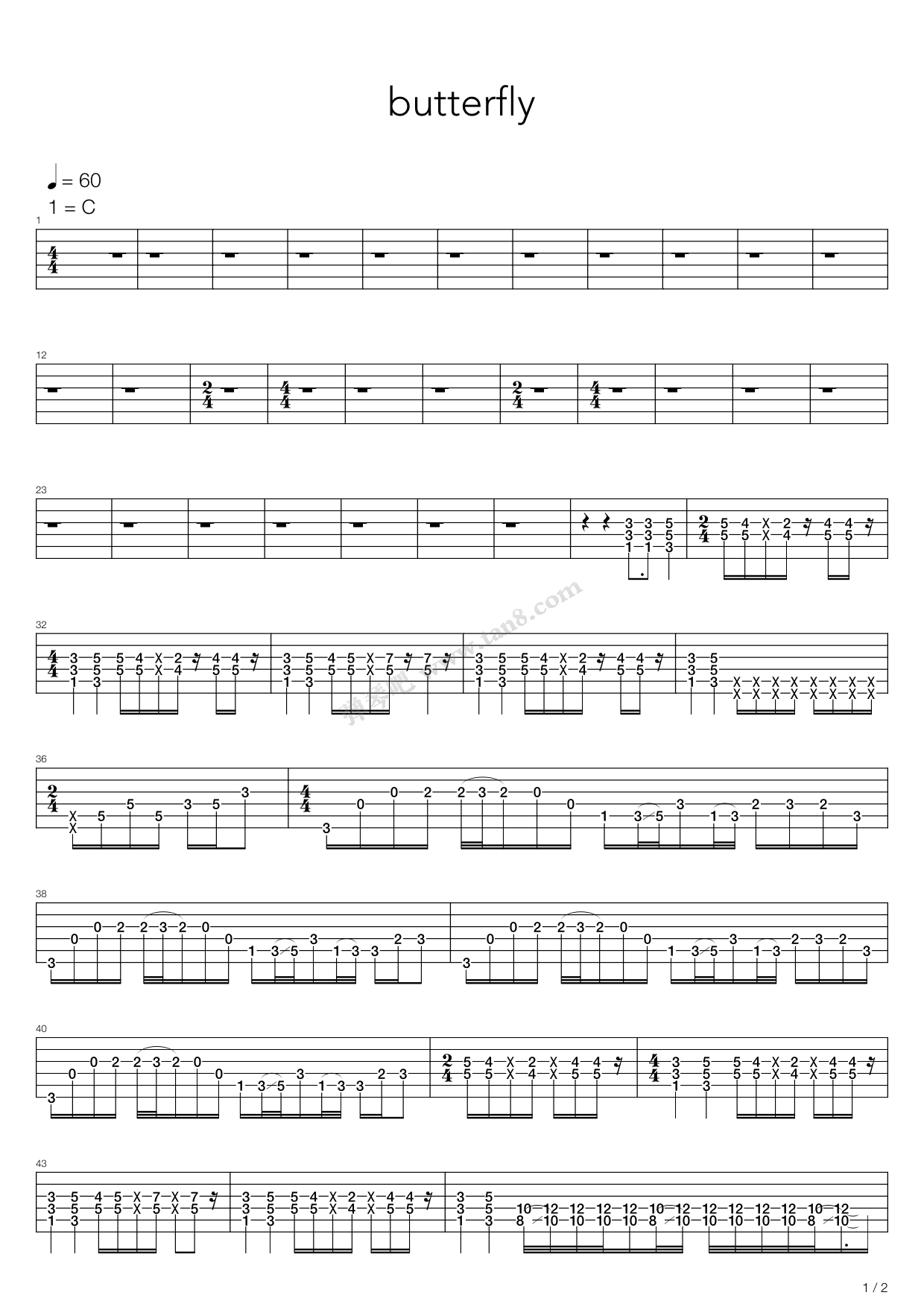 butterfly 吉他谱-虫虫吉他谱免费下载